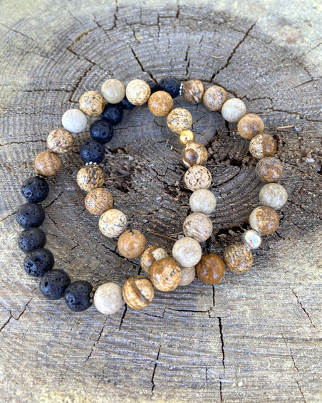 picture jasper + lava stone diffuser bracelet