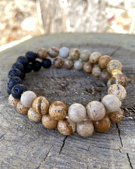 picture jasper + lava stone diffuser bracelet