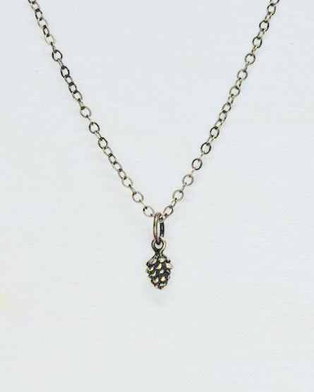 Pine Cone Silver Short Necklace