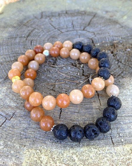 red aventurine + lava stone diffuser bracelet