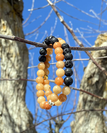red aventurine + lava stone diffuser bracelet