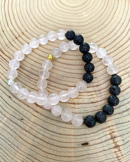 rose quartz + lava stone diffuser bracelet