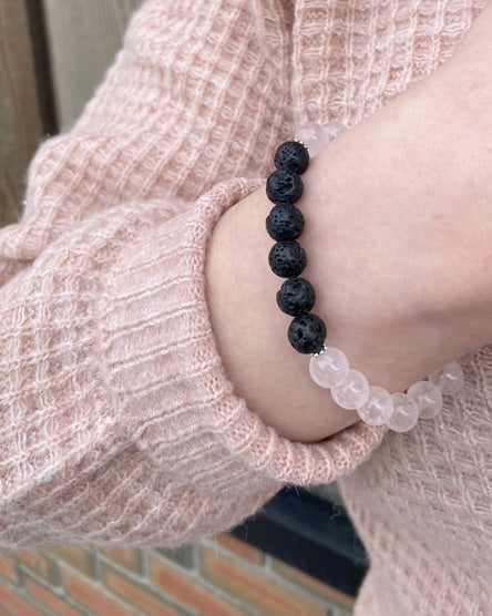 rose quartz + lava stone diffuser bracelet