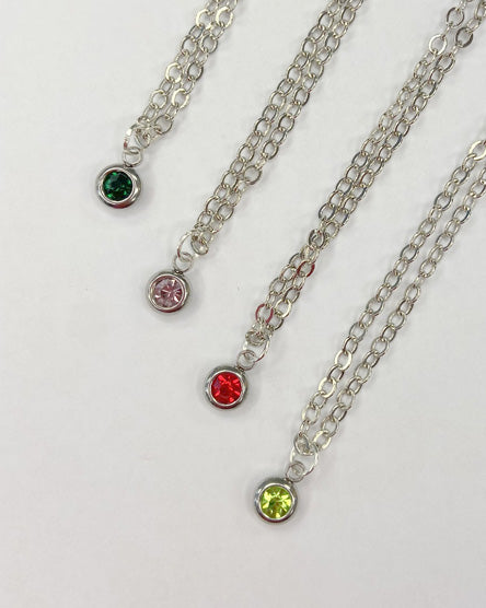 Silver Birthstone Necklace