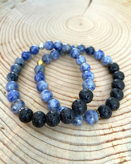 sodalite + lava stone diffuser bracelet