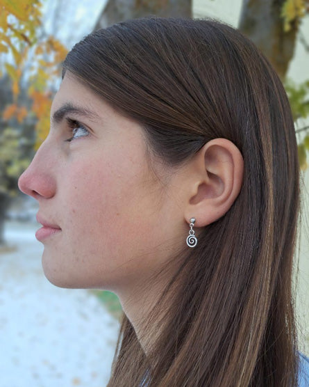 Tiny Spiral Silver Stud Earrings