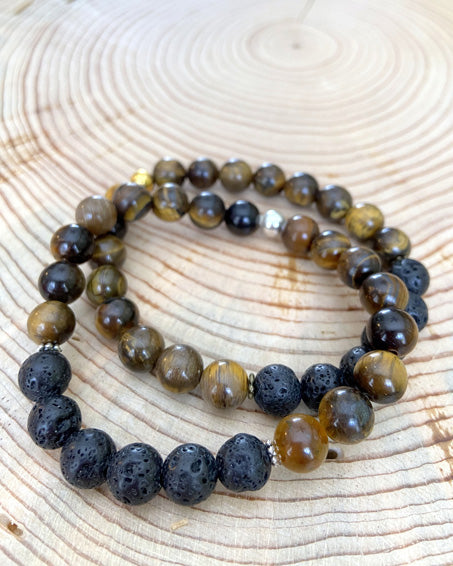 tiger's eye + lava stone diffuser bracelet