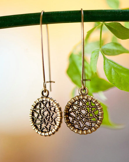 dream catcher brass earrings