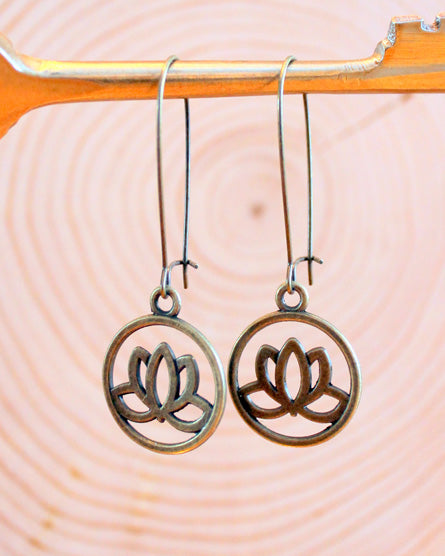 lotus brass earrings