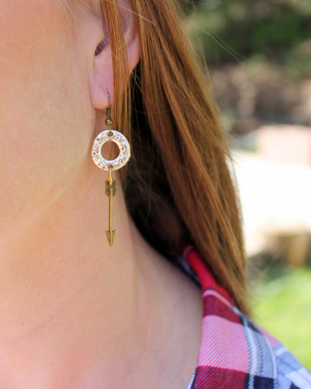 brass arrow mixed metal earrings