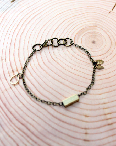 raw brass floating bar bracelet