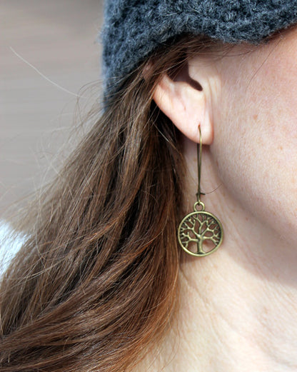 tree brass earrings