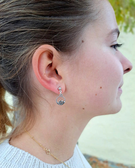 Water Splash Silver Stud Earrings