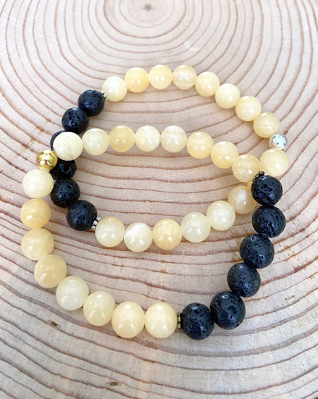yellow jade + lava stone diffuser bracelet