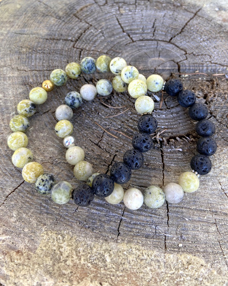 yellow turquosie + lava stone diffuser bracelet