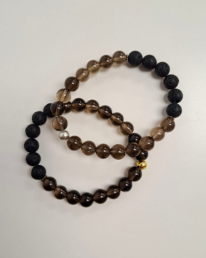 Smoky Quartz + Lava Diffuser Bracelet