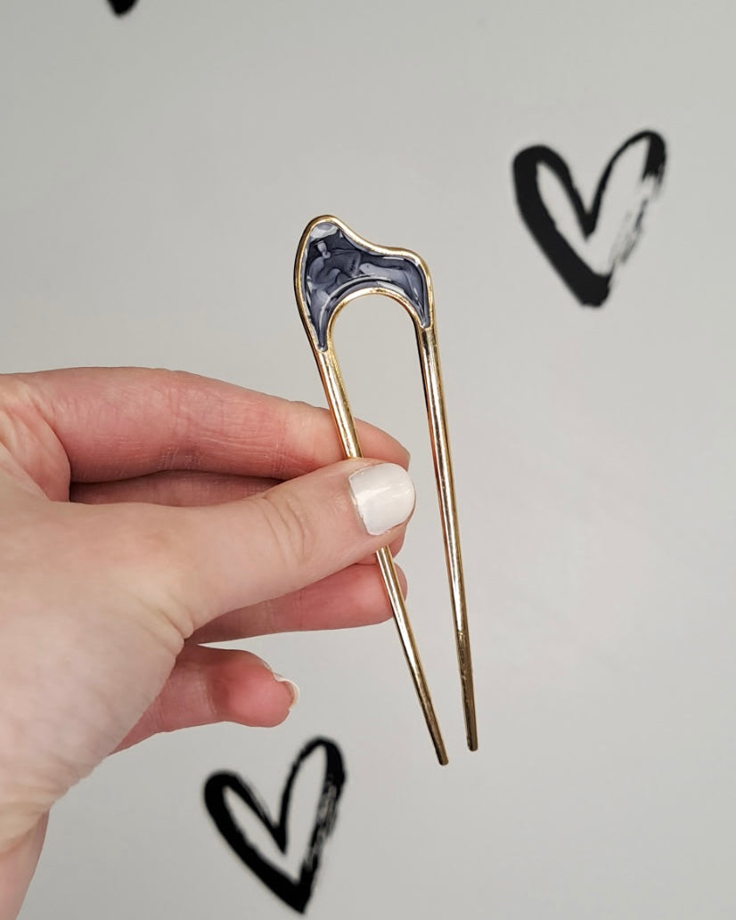 Pearl Inlay Metal French Hair Pin