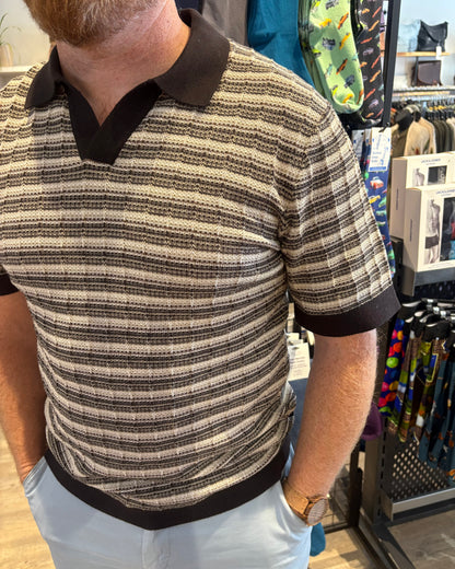 The Jackson Striped Split Neck Knit