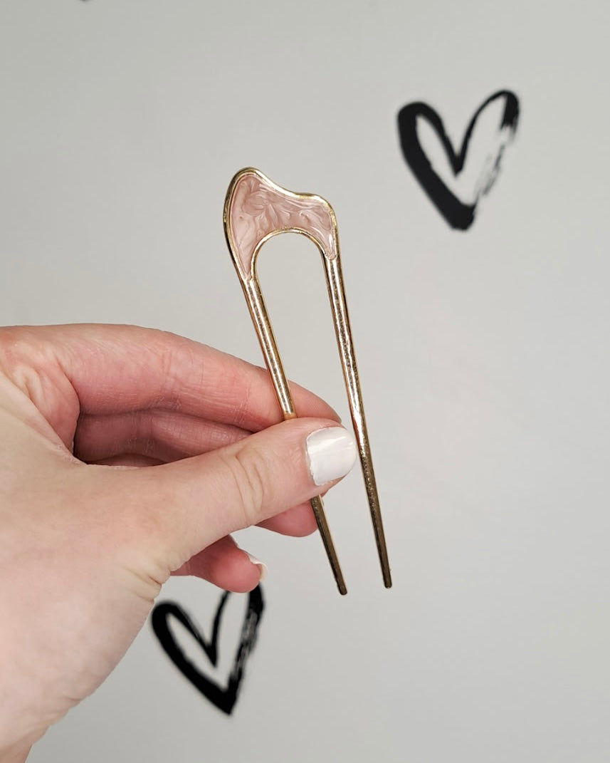 Pearl Inlay Metal French Hair Pin