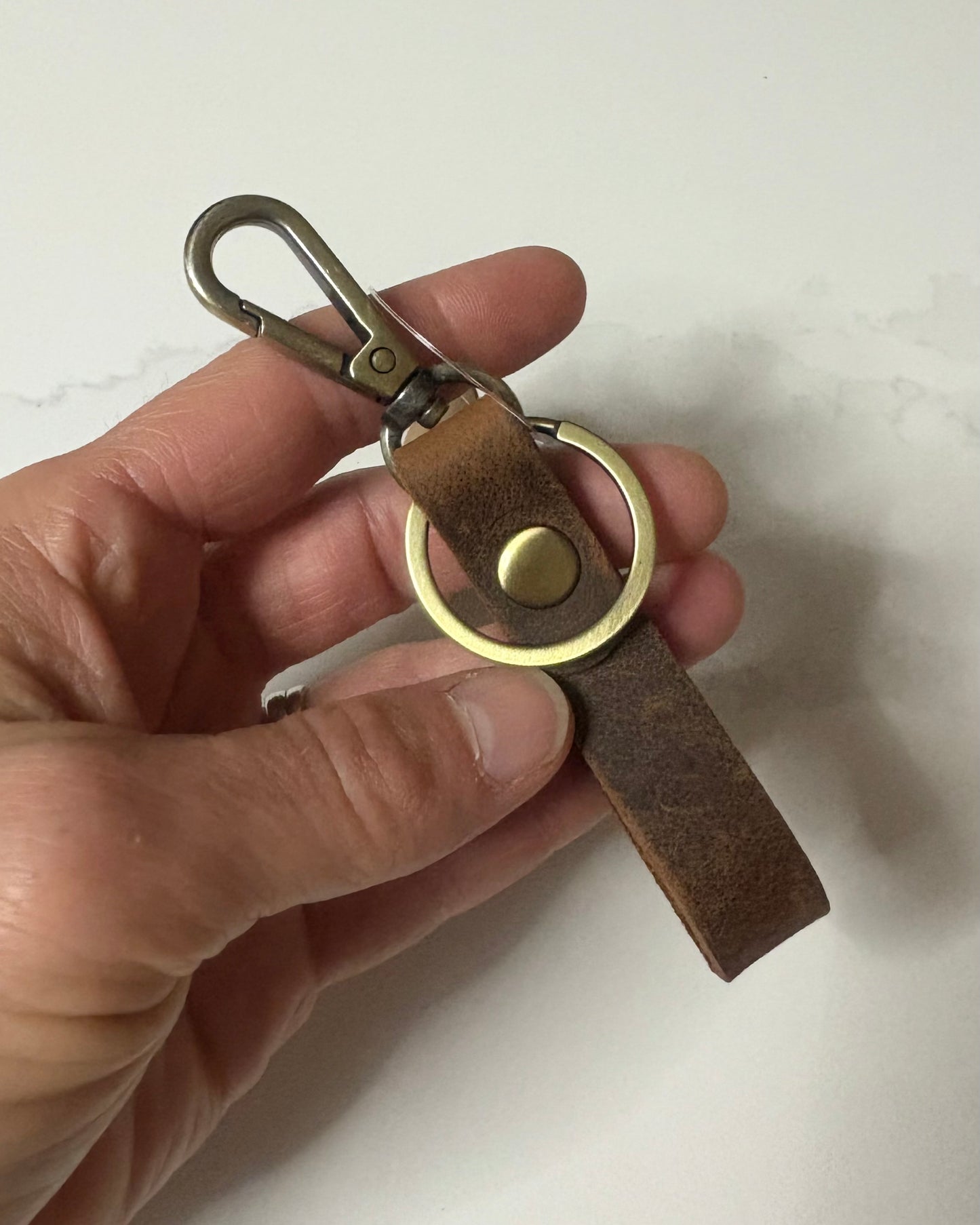 Genuine Leather Carabiner Keychain