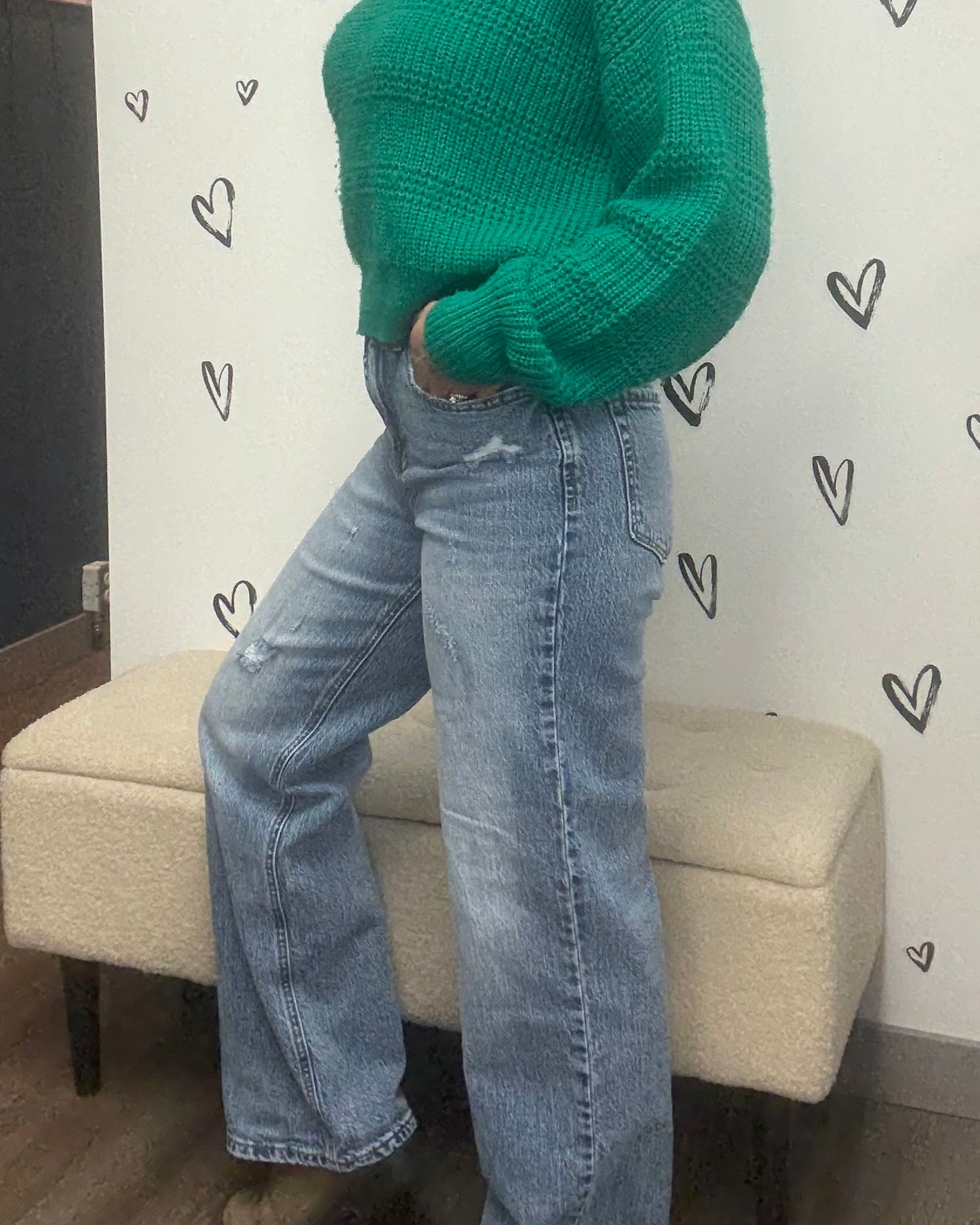 The Tessa High Rise Wide Leg Distressed Jeans