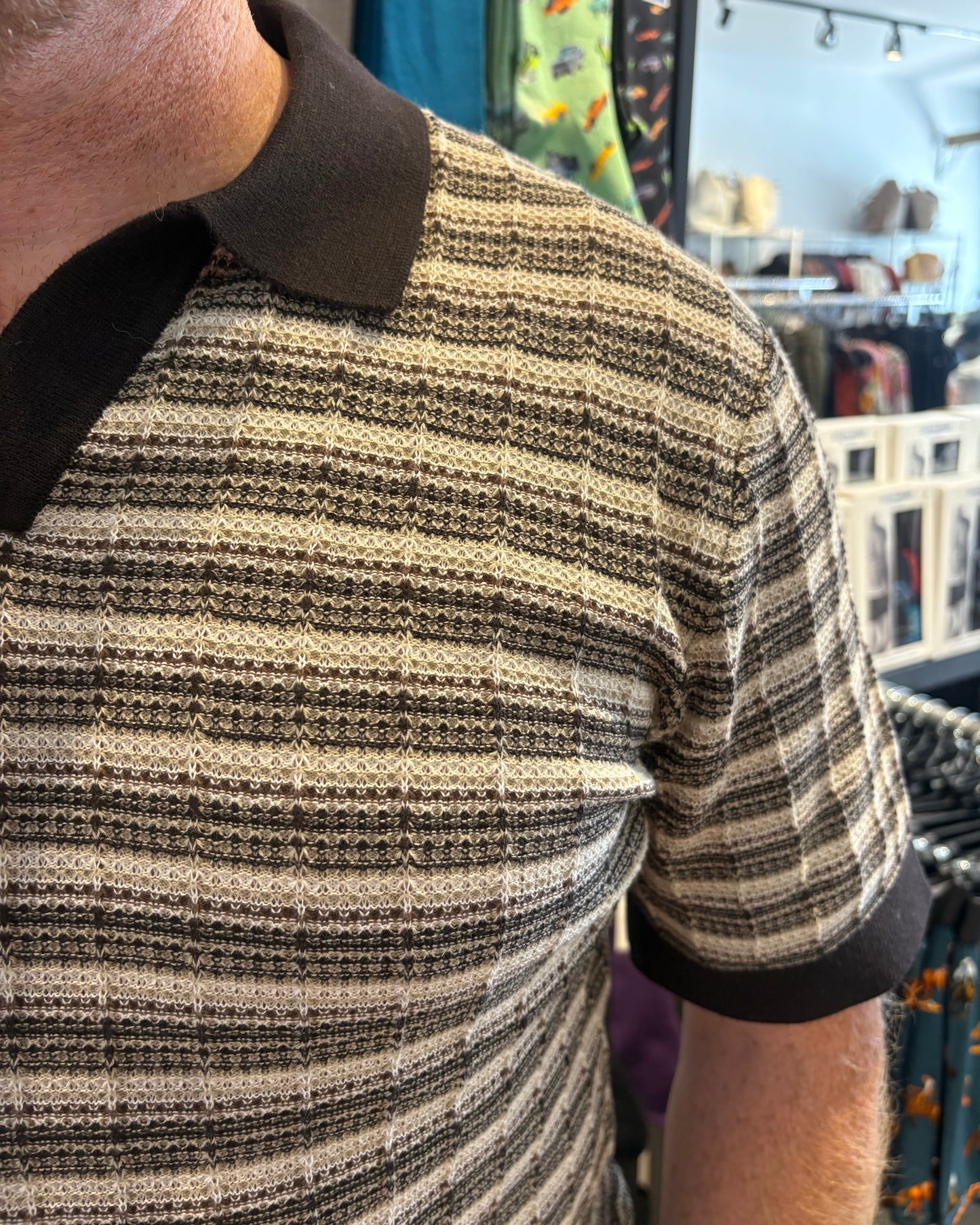 The Jackson Striped Split Neck Knit