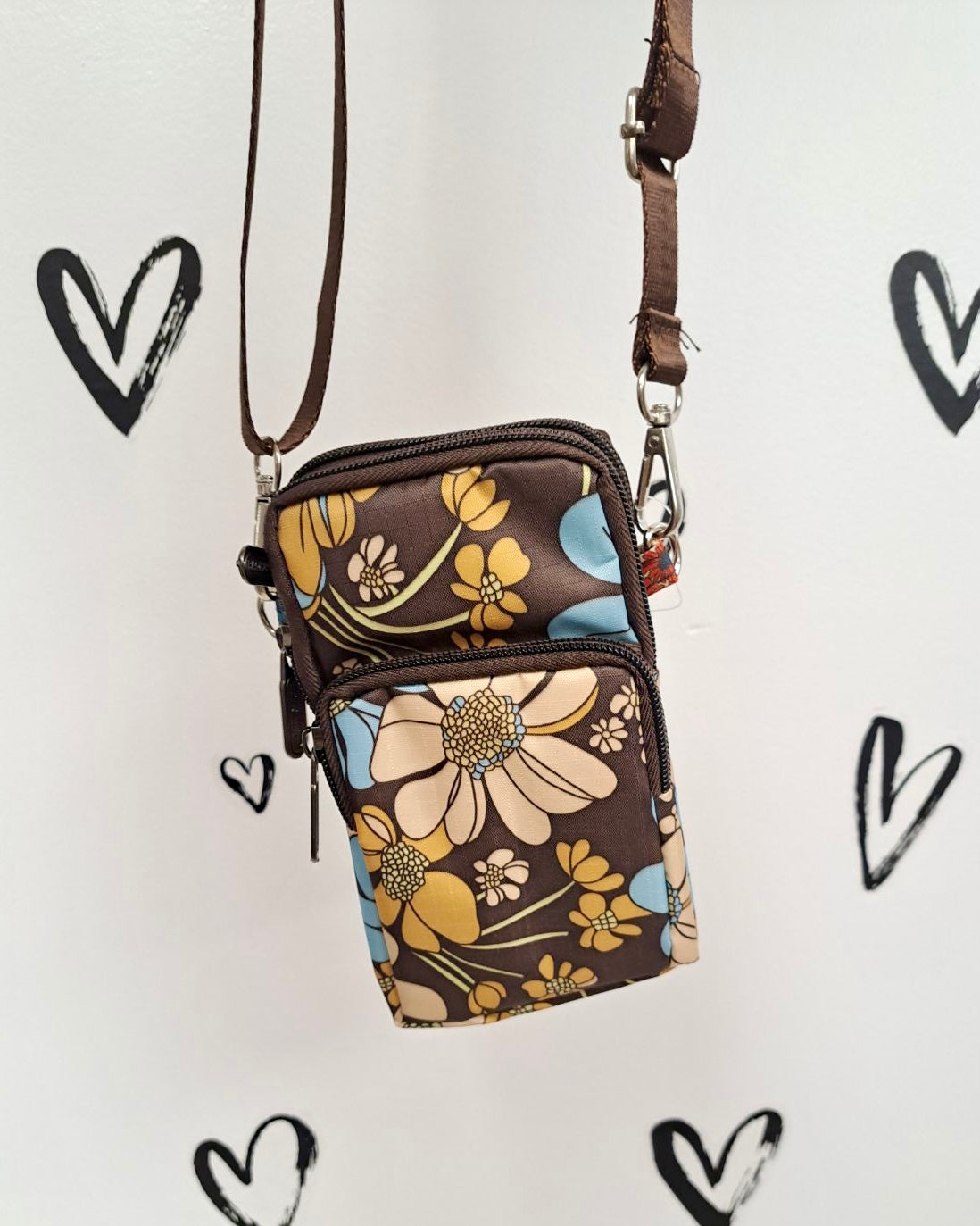 Mini Floral Crossbody + Arm Bag: Brown Collection