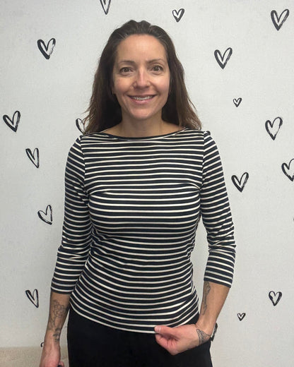 The Fiona 3/4 Boatneck Top - 2 COLORS