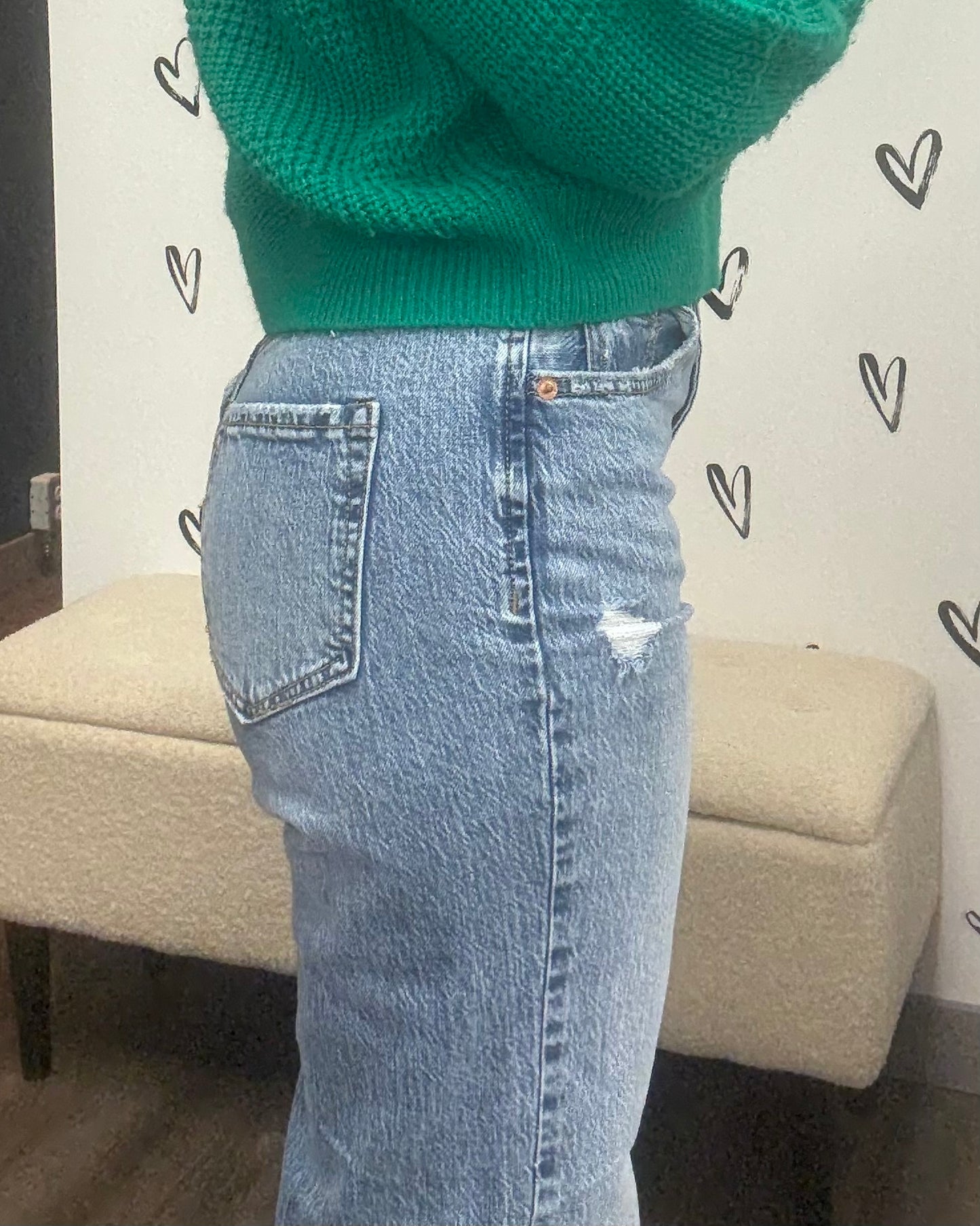 The Tessa High Rise Wide Leg Distressed Jeans