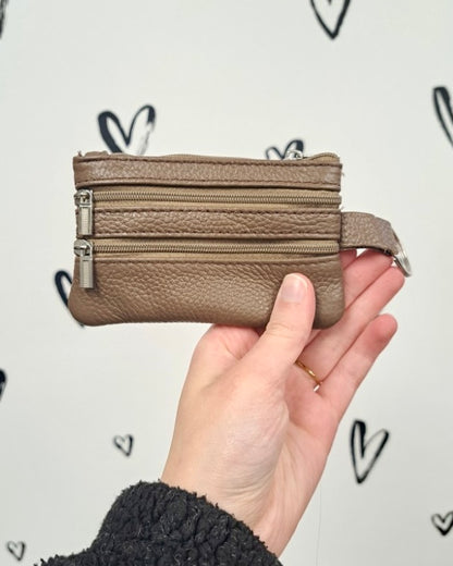 Leather 4-Zip Coin Pouch