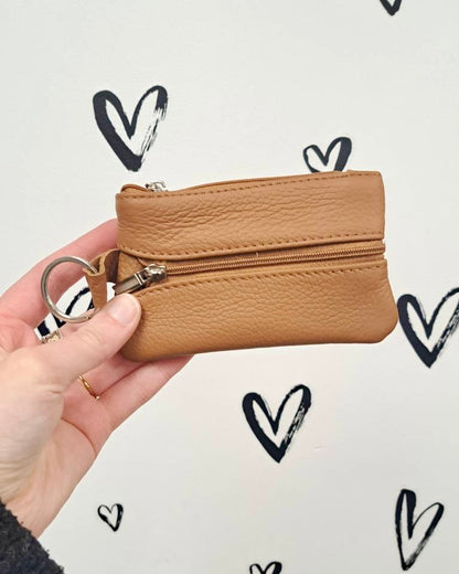 Leather 4-Zip Coin Pouch