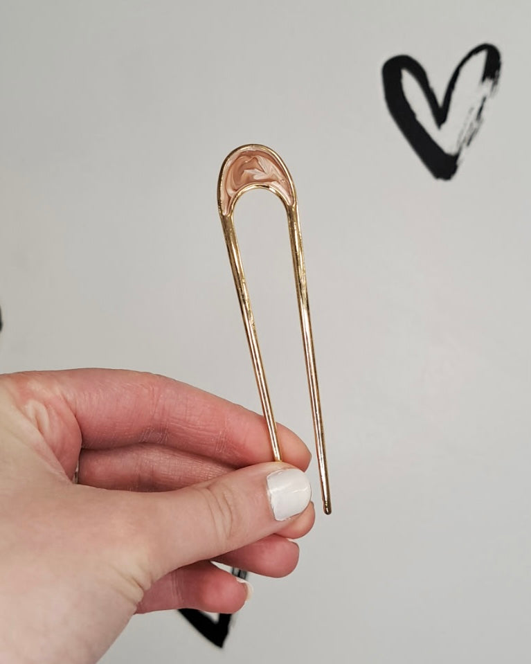 Pearl Inlay Metal French Hair Pin