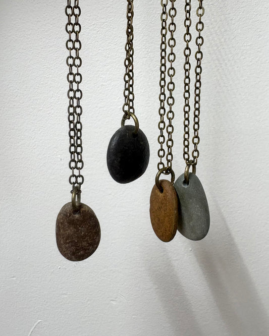 Canadian River Stone Brass Necklace