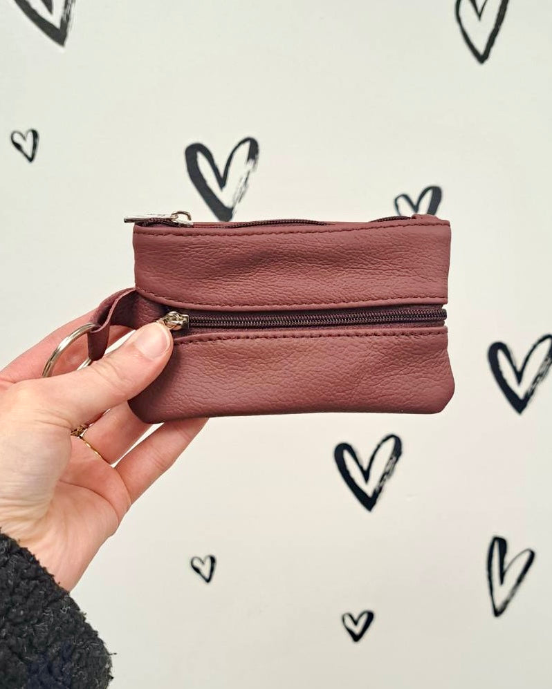 Leather 4-Zip Coin Pouch