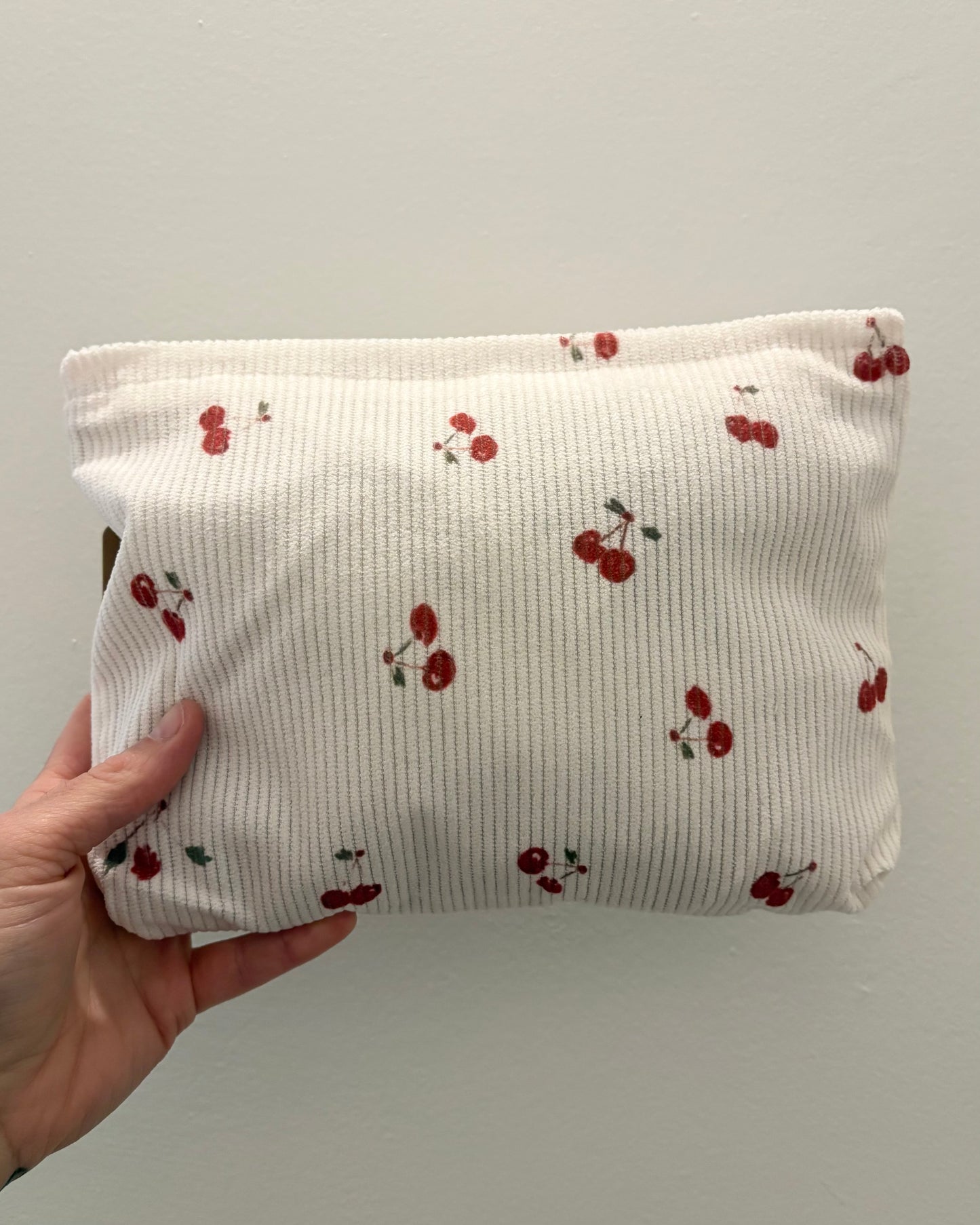 Cherries Corduroy Cosmetic Bag