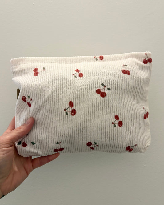 Cherries Corduroy Cosmetic Bag