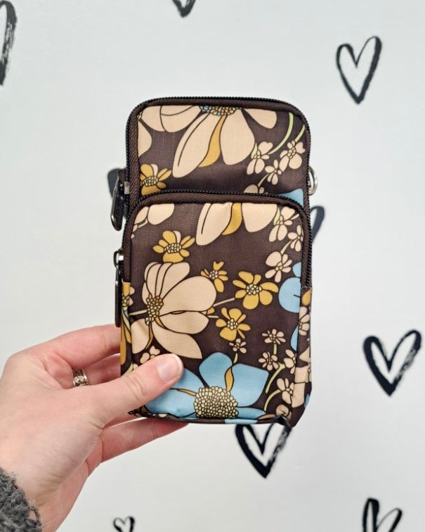 Mini Floral Crossbody + Arm Bag: Brown Collection