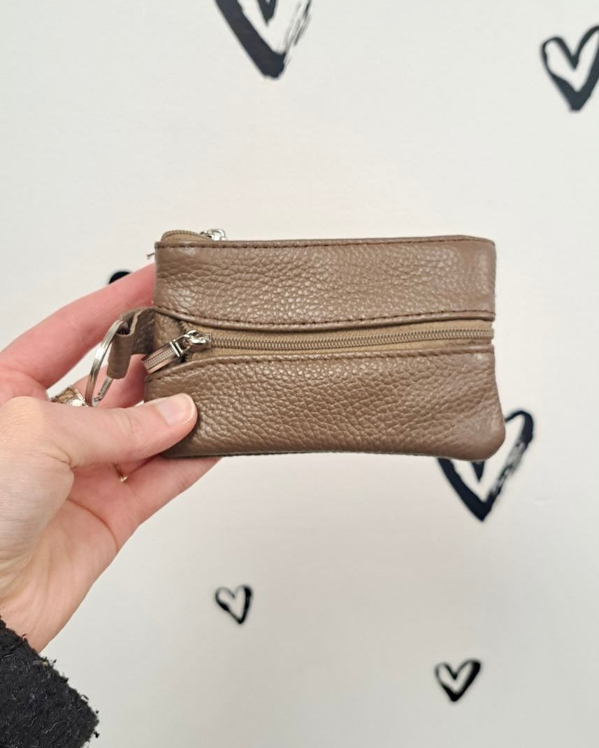 Leather 4-Zip Coin Pouch