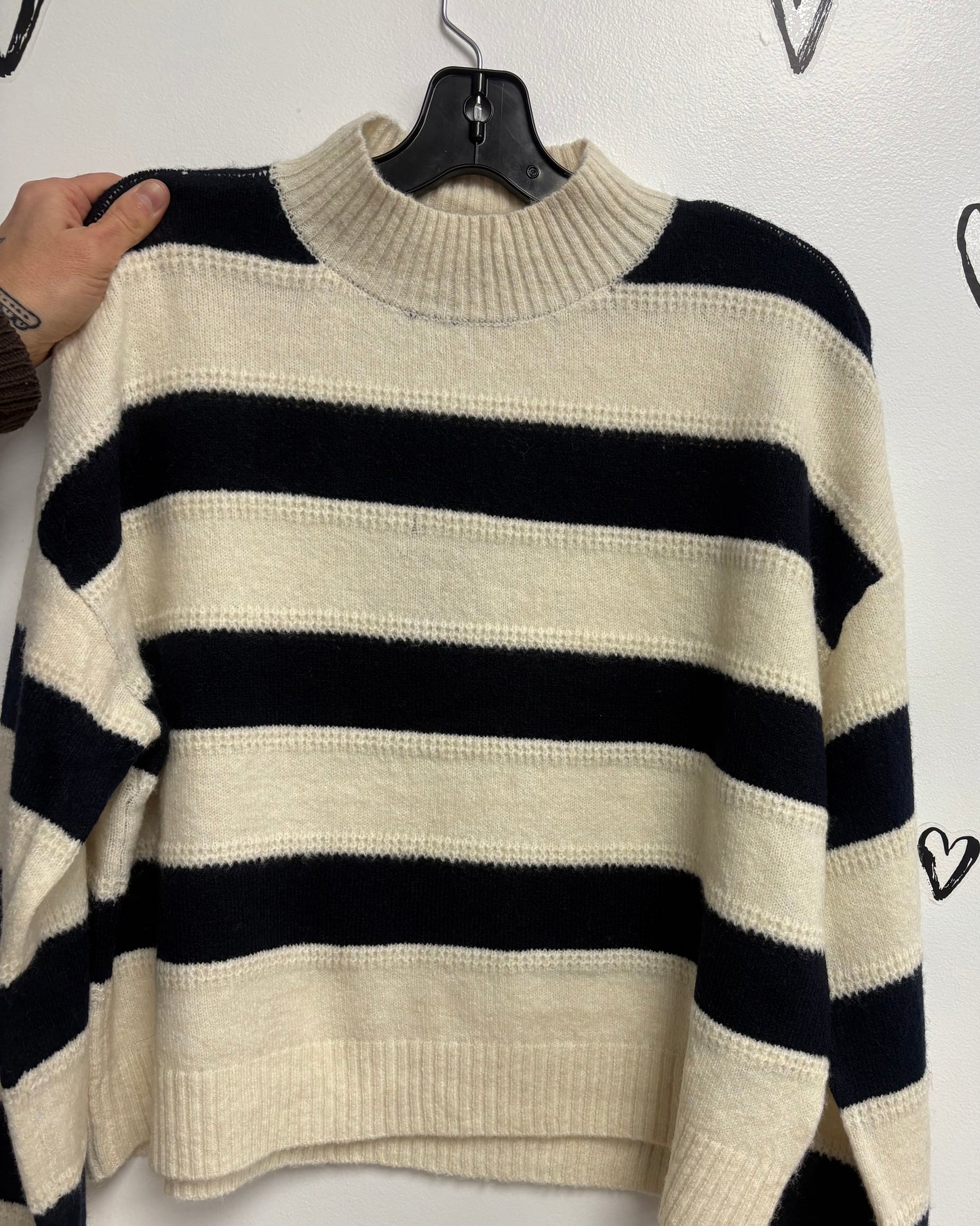 The Inez High Neck Stripe Knit Sweater