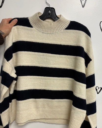 The Inez High Neck Stripe Knit Sweater