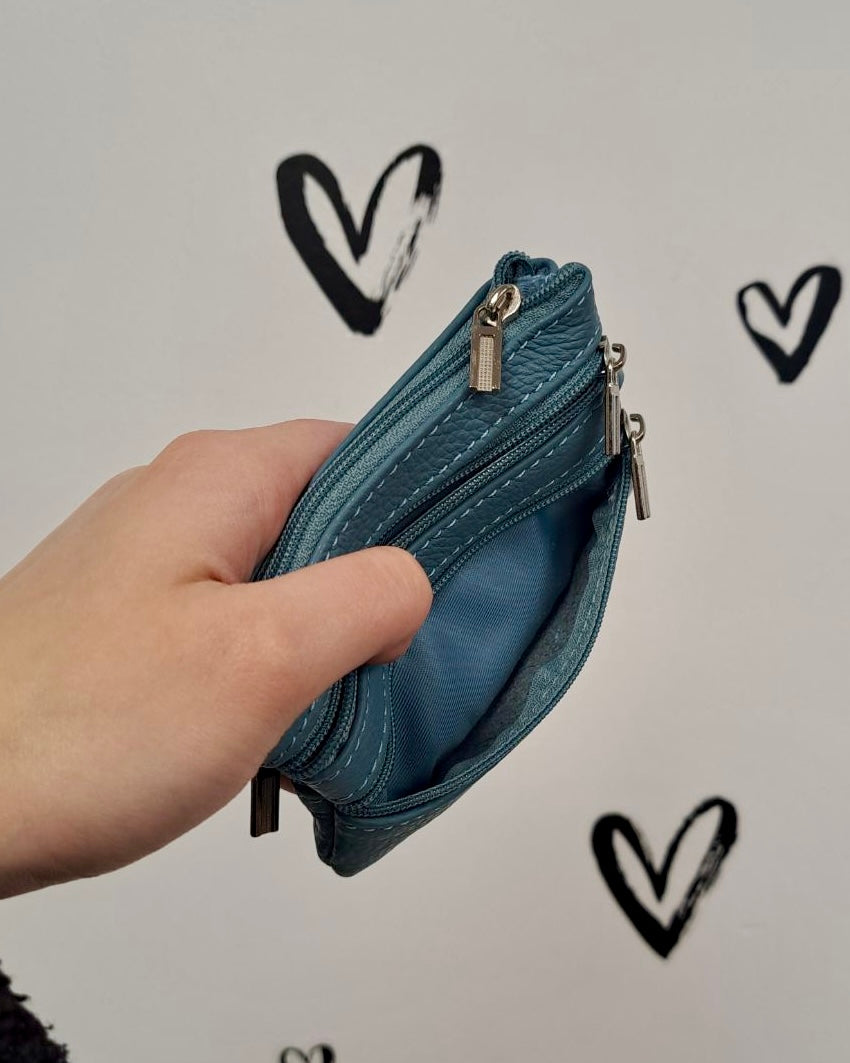 Leather 4-Zip Coin Pouch