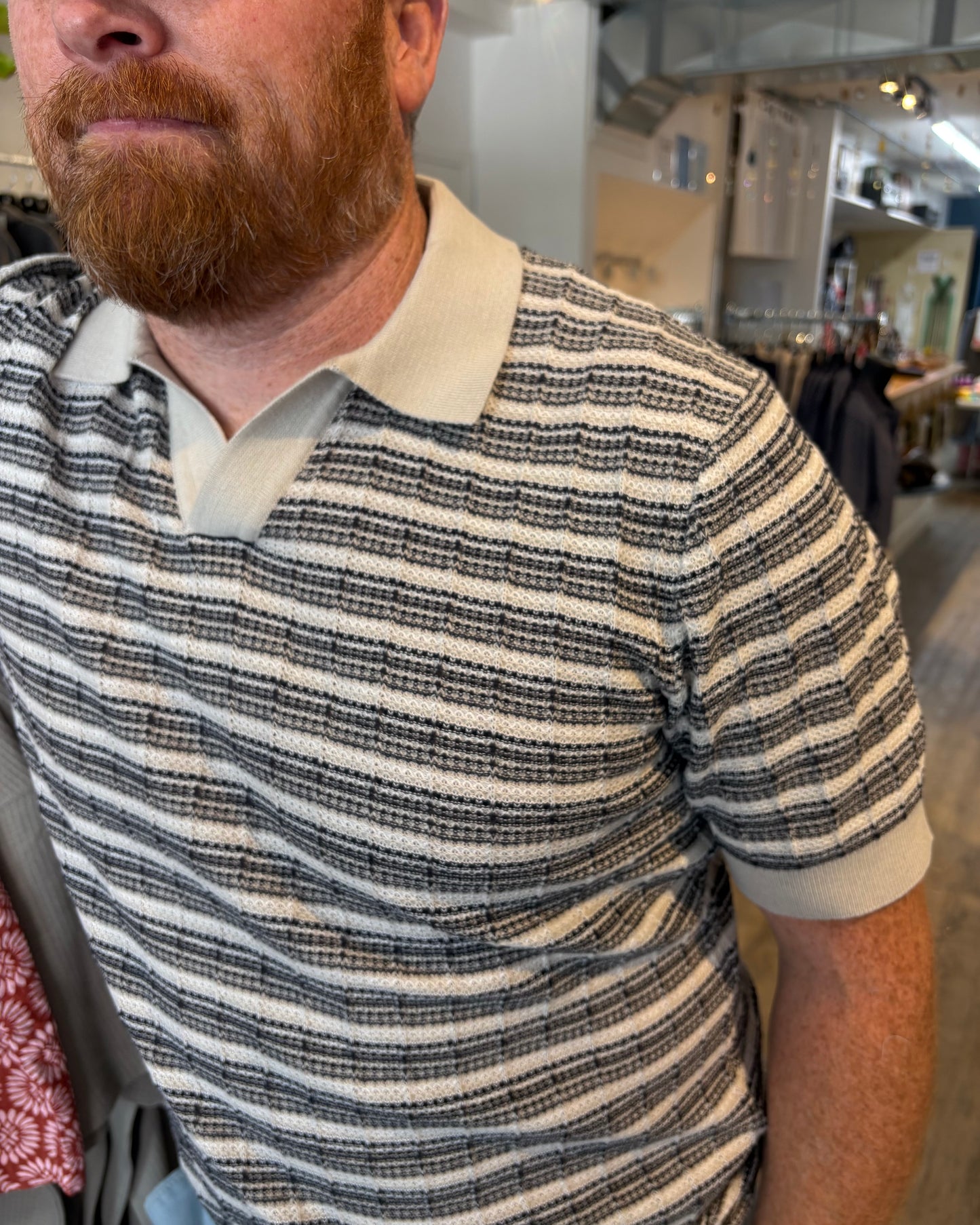 The Jackson Striped Split Neck Knit