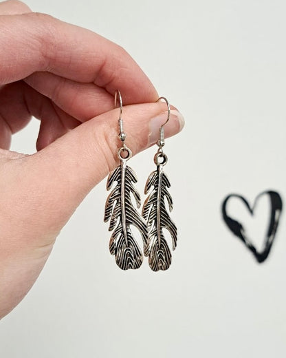 Feather Silver Earrings