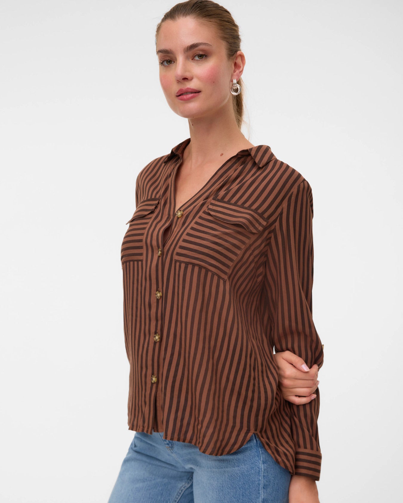 The Bumpy Striped Collared Blouse