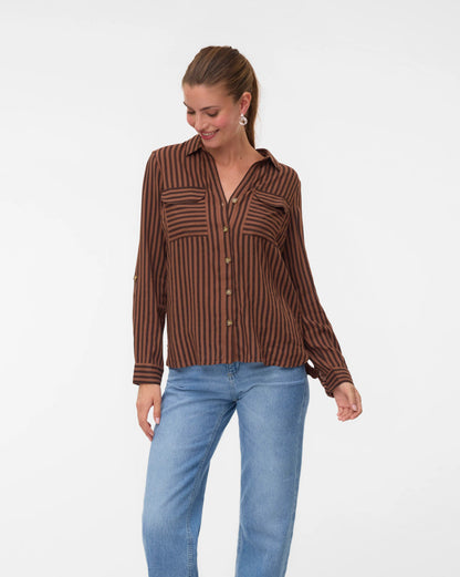 The Bumpy Striped Collared Blouse