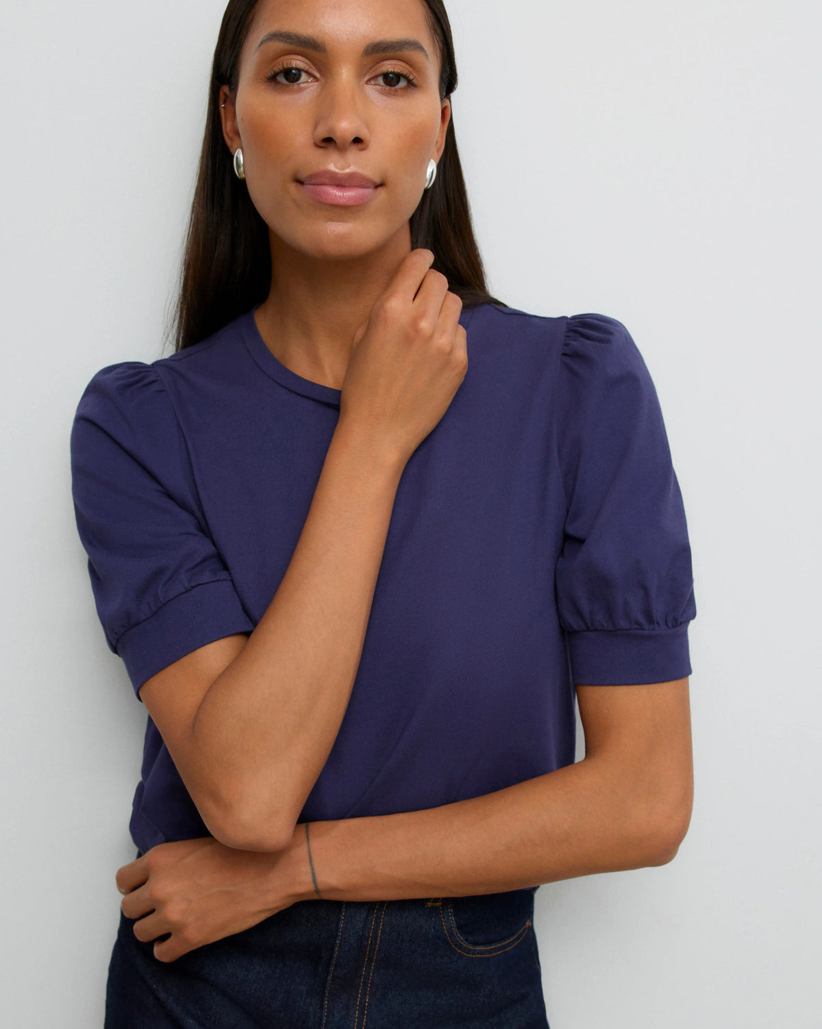 The Kerry Half Volume Sleeve Top: Eclipse