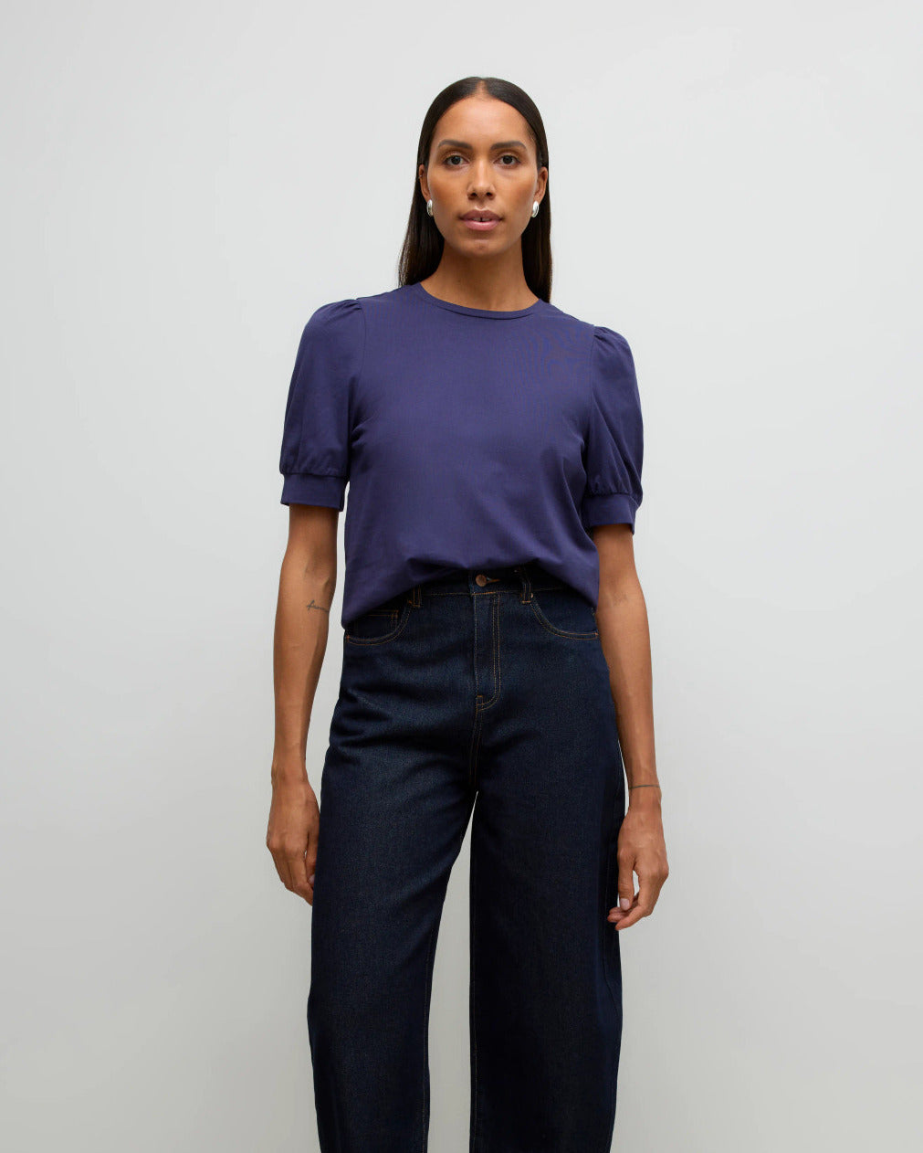 The Kerry Half Volume Sleeve Top: Eclipse