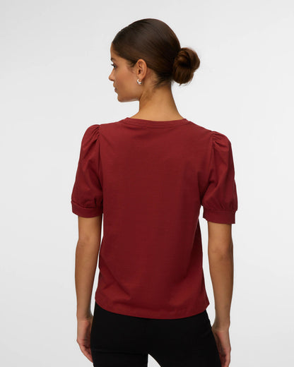 The Kerry Half Volume Sleeve Top: Russet Brown