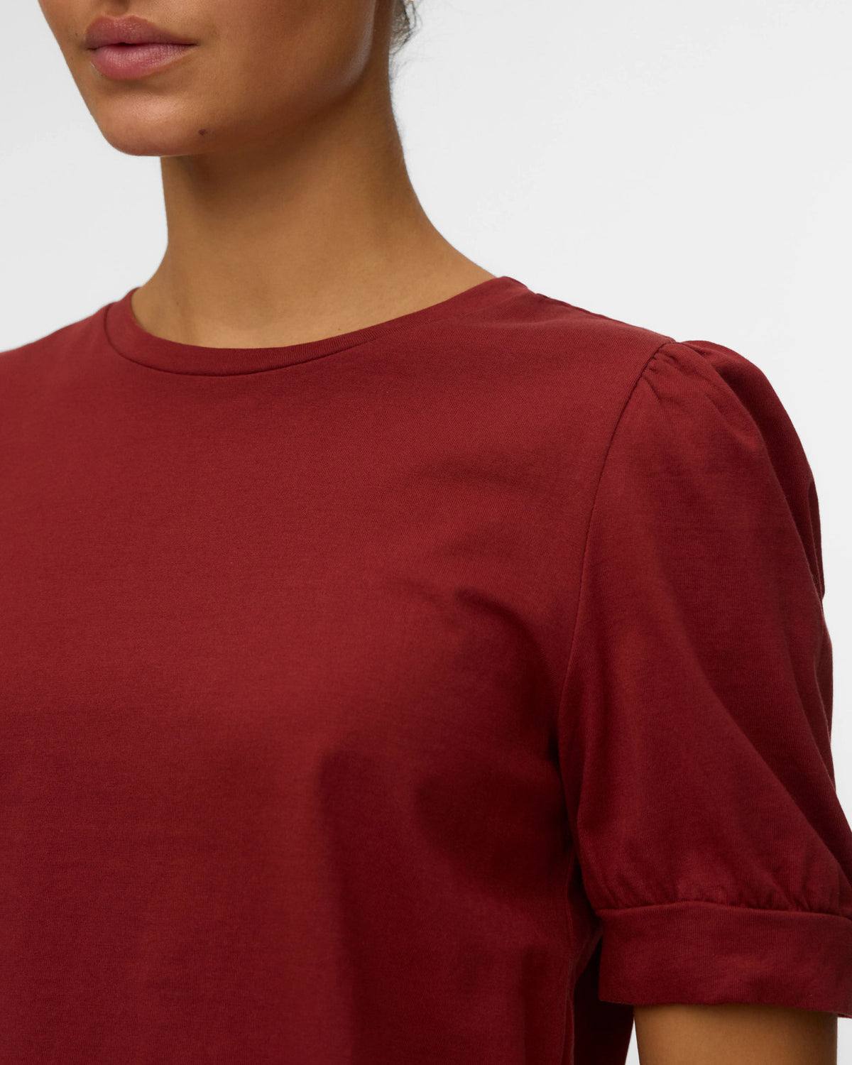 The Kerry Half Volume Sleeve Top: Russet Brown