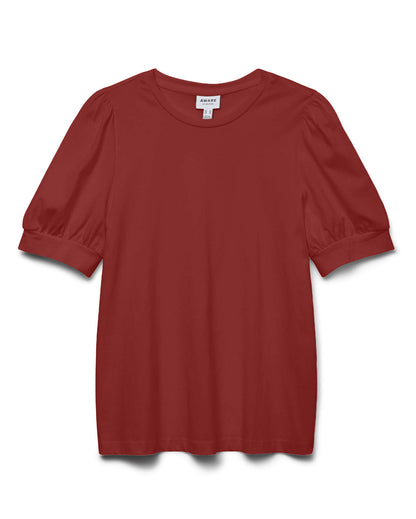 The Kerry Half Volume Sleeve Top: Russet Brown